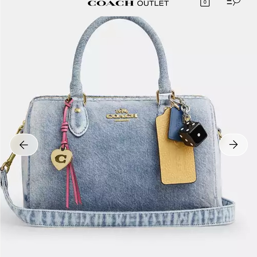 Coach Loved Denim Rowan Satchel with Gold Accents and Charms